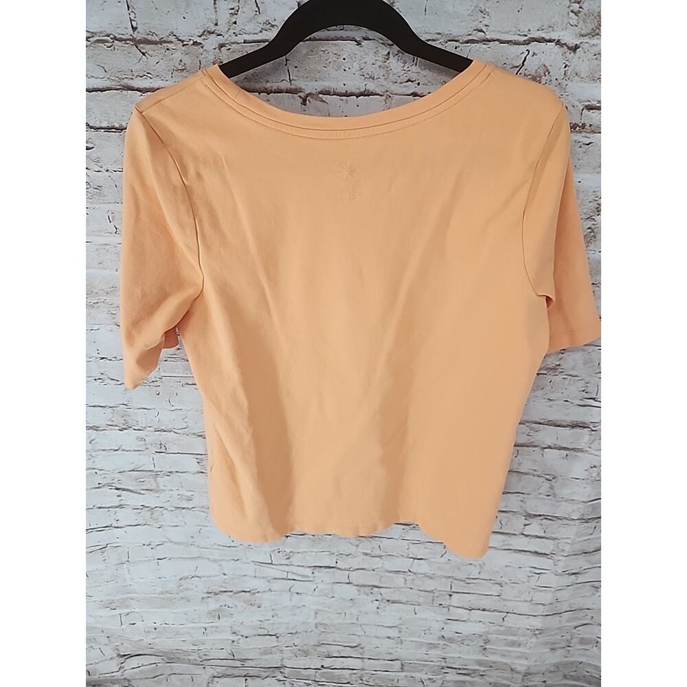 Isaac Mizrahi Live Crewneck T Shirt Womens Large Short Sleeve Peach Cotton - Picture 5 of 5